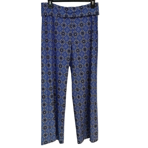 Helen Jon UPF 50 Antibes Fold Over Beach Pants Size Small Blue & White NWT - Picture 1 of 16